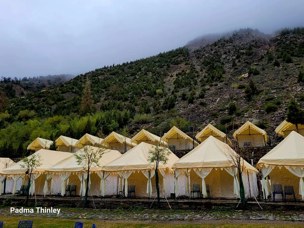 Swiss cottage tents at Camp Gemur Holidays in Jispa